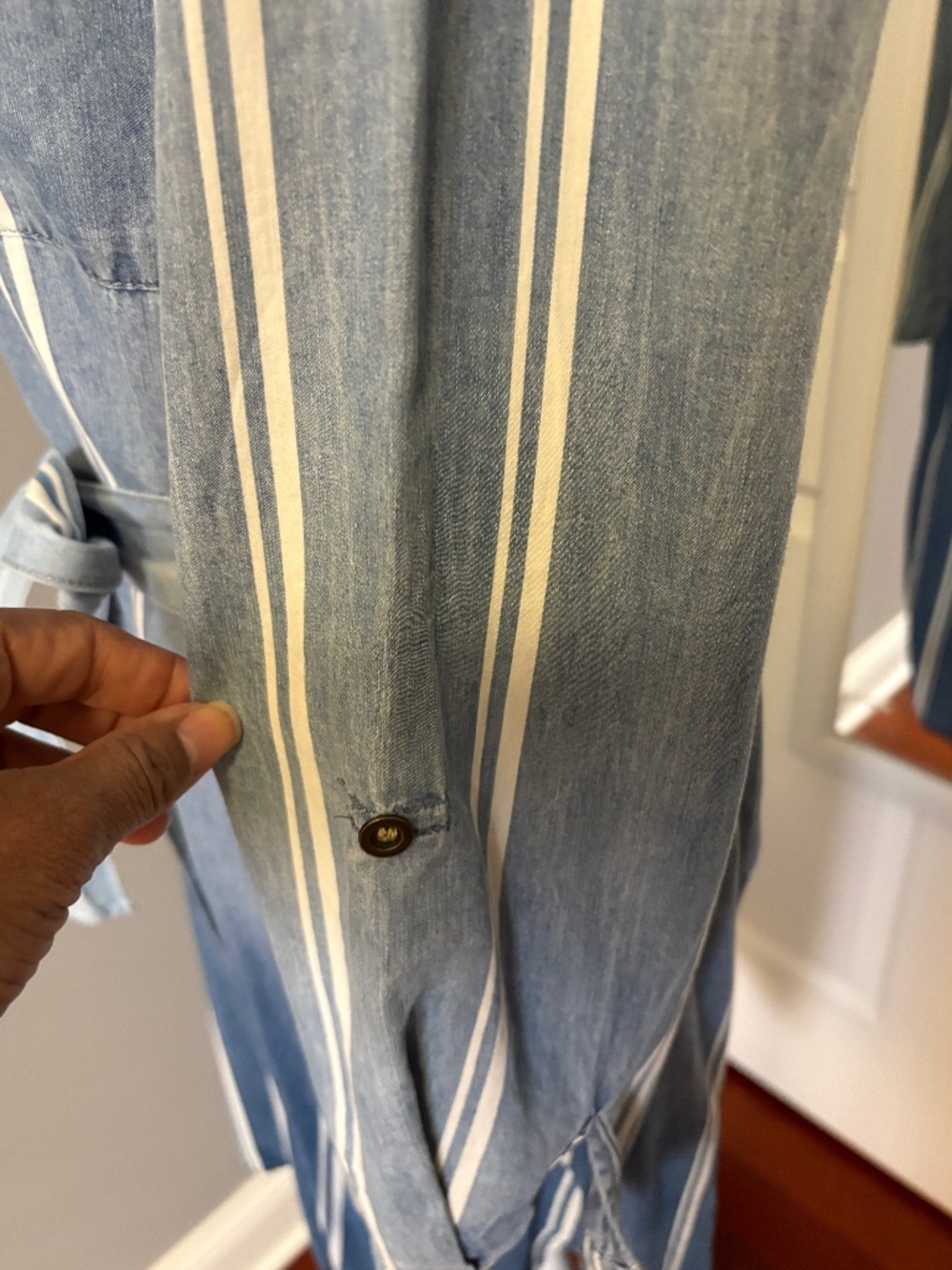 Luxology Striped Chambray Shirt Dress - Picture 5 of 11